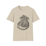Surreal Cat Shirt, Cat Tree Rings Illusion Art Tee, Cat Lover Gift, Vintage Engraving Cat Tee