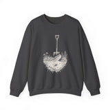 Surreal Garden Sweatshirt, Shovel Night Sky Illusion Art Crewneck, Gardener Gift, Botanical Plant Tee