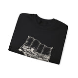 Surreal Travel Sweatshirt, Map Ocean Waves Illusion Art Crewneck, Adventure Gift, Wanderlust Tee