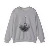 Surreal Garden Sweatshirt, Shovel Night Sky Illusion Art Crewneck, Gardener Gift, Botanical Plant Tee