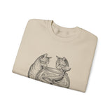 Surreal Cat Sweatshirt, Fishbowl Ocean Illusion Art Crewneck, Cat Lover Gift, Vintage Engraving Cat Tee