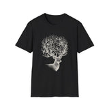 Surreal Forest Shirt, Moon Antlers Illusion Art Tee, Wildlife Nature Tee, Outdoor Lover Gift