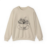 Surreal Tea Sweatshirt, Teacup Whirlpool Illusion Art Crewneck, Tea Lover Gift, Vintage Engraving Tee