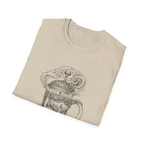 Surreal Coffee Shirt, Stormy Coffee Press Illusion Art Tee, Coffee Lover Gift, Vintage Engraving Tee