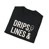 Drips, Lines & Coffee Shirt, Funny ICU Nurse Shirt, ICU Nurse Gift, Critical Care Nurse Tee, Nurse Week Gift
