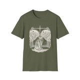 Surreal Cat Shirt, Cat Window City Illusion Art Tee, Cat Lover Gift, Vintage Engraving Cat Tee