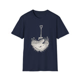 Surreal Garden Shirt, Shovel Night Sky Illusion Art Tee, Gardener Gift, Botanical Plant Tee