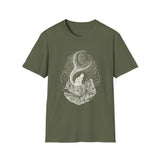 Surreal Cat Shirt, Cat Tail Crescent Moon Illusion Art Tee, Cat Lover Gift, Vintage Engraving Cat Tee