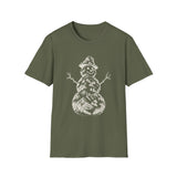 Surreal Christmas Shirt, Snowman Mountain Illusion Art Tee, Christmas Gift, Winter Holiday Tee