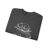 Surreal Cat Sweatshirt, Cloud Cat Illusion Art Crewneck, Cat Lover Gift, Vintage Engraving Cat Tee