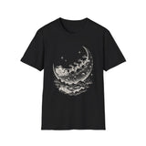 Surreal Christmas Shirt, Sleigh Across the Moon Illusion Art Tee, Christmas Gift, Winter Holiday Tee