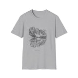 Surreal Paddler Shirt, Kayak to Mountain Illusion Art Tee, Kayaker Gift, Paddling Tee, Lake Life Gift