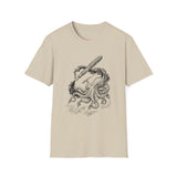 Surreal Bookish Shirt, Ink Octopus Illusion Art Tee, Book Lover Gift, Reader Tee, Dark Academia Shirt