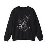 Surreal Sewing Sweatshirt, Scissors Swallows Illusion Art Crewneck, Seamstress Gift, Quilter Tee, Vintage Engraving Tee