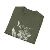 Surreal Bird Shirt, Feather Quill River Illusion Art Tee, Bird Lover Gift, Birdwatching Tee