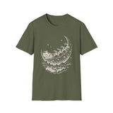 Surreal Christmas Shirt, Sleigh Across the Moon Illusion Art Tee, Christmas Gift, Winter Holiday Tee