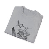 Surreal Bird Shirt, Feather Quill River Illusion Art Tee, Bird Lover Gift, Birdwatching Tee