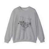 Surreal Travel Sweatshirt, Map Ocean Waves Illusion Art Crewneck, Adventure Gift, Wanderlust Tee