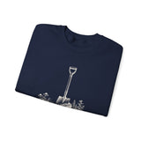 Surreal Garden Sweatshirt, Shovel Night Sky Illusion Art Crewneck, Gardener Gift, Botanical Plant Tee