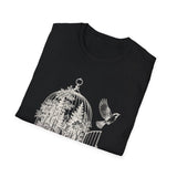 Surreal Bird Shirt, Birdcage Forest Illusion Art Tee, Bird Lover Gift, Birdwatching Tee