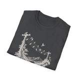 Surreal Music Shirt, Birds on a Wire Melody Illusion Art Tee, Musician Gift, Piano Guitar Tee