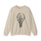 Surreal Ocean Sweatshirt, Ship in a Light Bulb Illusion Art Crewneck, Sailing Tee, Ocean Lover Gift