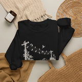 Surreal Music Sweatshirt, Birds on a Wire Melody Illusion Art Crewneck, Musician Gift, Piano Guitar Tee
