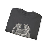 Surreal Cat Sweatshirt, Fishbowl Ocean Illusion Art Crewneck, Cat Lover Gift, Vintage Engraving Cat Tee