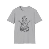 Surreal Christmas Shirt, Snowman Mountain Illusion Art Tee, Christmas Gift, Winter Holiday Tee