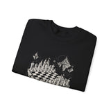 Surreal Chess Sweatshirt, Chessboard in the Clouds Illusion Art Crewneck, Chess Player Gift, Board Game Tee