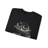 Surreal Cat Sweatshirt, Cloud Cat Illusion Art Crewneck, Cat Lover Gift, Vintage Engraving Cat Tee