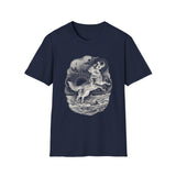 Surreal Dog Shirt, Fetch the Sun Illusion Art Tee, Dog Lover Gift, Vintage Engraving Dog Tee