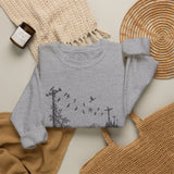 Surreal Music Sweatshirt, Birds on a Wire Melody Illusion Art Crewneck, Musician Gift, Piano Guitar Tee