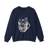 Surreal Christmas Sweatshirt, Hot Cocoa Hills Illusion Art Crewneck, Christmas Gift, Winter Holiday Sweater