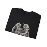 Surreal Cat Sweatshirt, Fishbowl Ocean Illusion Art Crewneck, Cat Lover Gift, Vintage Engraving Cat Tee