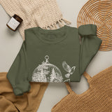 Surreal Bird Sweatshirt, Birdcage Forest Illusion Art Crewneck, Bird Lover Gift, Birdwatching Tee