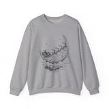 Surreal Christmas Sweatshirt, Sleigh Across the Moon Illusion Art Crewneck, Christmas Gift, Winter Holiday Sweater