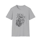Surreal Engineer Shirt, Blooming Gears Illusion Art Tee, Engineer Gift, Mechanic Tee, Vintage Engraving Tee