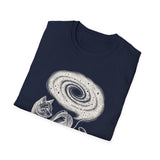 Surreal Cat Shirt, Yarn Galaxy Illusion Art Tee, Cat Lover Gift, Vintage Engraving Cat Tee
