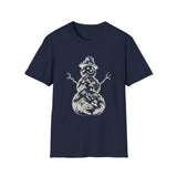 Surreal Christmas Shirt, Snowman Mountain Illusion Art Tee, Christmas Gift, Winter Holiday Tee