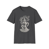 Surreal Coffee Shirt, Moka Lighthouse Illusion Art Tee, Coffee Lover Gift, Vintage Engraving Tee