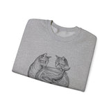 Surreal Cat Sweatshirt, Fishbowl Ocean Illusion Art Crewneck, Cat Lover Gift, Vintage Engraving Cat Tee