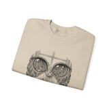 Surreal Cat Sweatshirt, Cat Window City Illusion Art Crewneck, Cat Lover Gift, Vintage Engraving Cat Tee