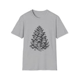 Surreal Christmas Shirt, Pinecone House Illusion Art Tee, Christmas Gift, Winter Holiday Tee