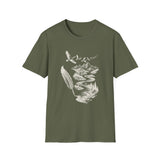 Surreal Bird Shirt, Feather Quill River Illusion Art Tee, Bird Lover Gift, Birdwatching Tee