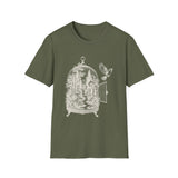 Surreal Bird Shirt, Birdcage Forest Illusion Art Tee, Bird Lover Gift, Birdwatching Tee