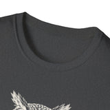 Surreal Bird Shirt, Pocket Watch Owl Illusion Art Tee, Bird Lover Gift, Birdwatching Tee