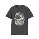 Surreal Dog Shirt, Fetch the Sun Illusion Art Tee, Dog Lover Gift, Vintage Engraving Dog Tee