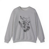 Surreal Bird Sweatshirt, Feather Quill River Illusion Art Crewneck, Bird Lover Gift, Birdwatching Tee