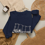 Surreal Travel Sweatshirt, Map Ocean Waves Illusion Art Crewneck, Adventure Gift, Wanderlust Tee